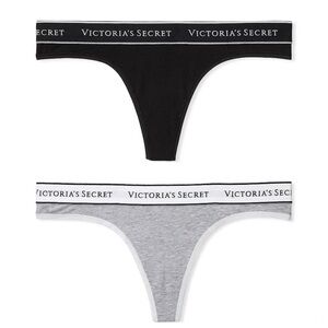 Victoria's Secret Cotton Logo Thong Panty Women’s Size Large NWT 2 Pack